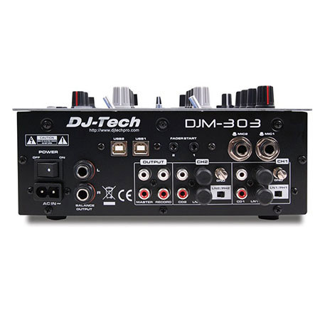 DJ Tech 2-Channel Twin USB DJ Mixer with Twin USB and 9 Effects BPM Synced, Red