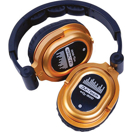 DJ Tech EDJ-500 DJ Chris Garcia Professional Headphones, Gold