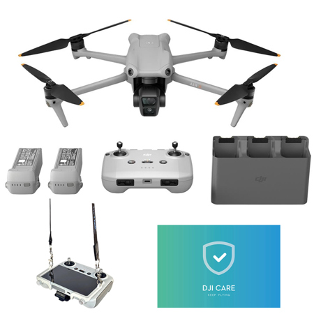 DJI Air 3 Drone Fly More Combo with RC-N2 Remote Controller, Bundle with Care Refresh 2-Year Plan Card and Claw Lanyard Mounting System