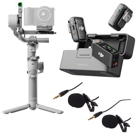 DJI Mic 2 with Lavalier Microphone and RS 4 Mini Stabilizer