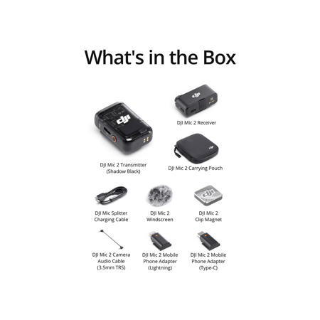 DJI Mic 2 2.4GHz Compact Digital Wireless Microphone System DJI Mic 2 2.4GHz Compact Digital Wireless Microphone System