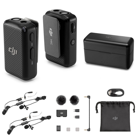 DJI Mic 2-Person Digital Wireless Microphone System/Recorder w/ Lavalier Mic  CP.RN.00000197.01 AK