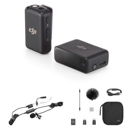 DJI Mic Wireless Microphone Lavalier Transmitter Receiver 250m Transmission  Range Dual-Channel Recording up to 15