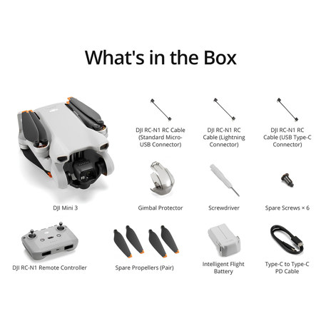 DJI Mini 3 Drone with RC-N1 Remote Controller CP.MA.00000584.01 DJI Mini 3 Drone with RC-N1 Remote Controller CP.MA.00000584.01
