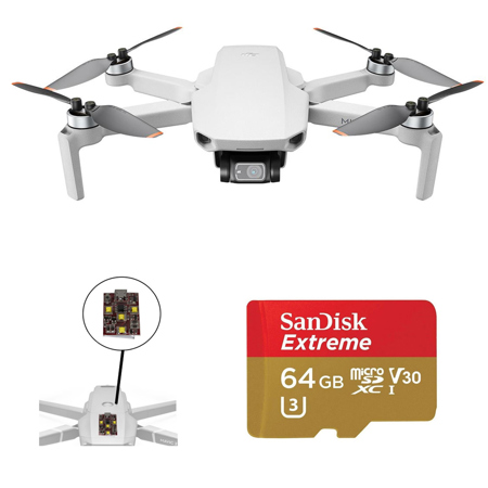 DJI Mini 2 Drone - Bundle with 64GB microSD Card, White Strobe Light