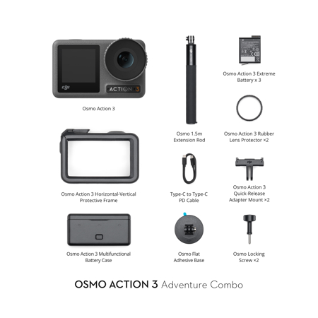 DJI Osmo Action 3 4K Camera Adventure Combo CP.OS.00000221.01