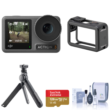 DJI Osmo Action 4 Camera Standard Combo Bundle with Tripod,Cleaning  Kit,128GB SD Card