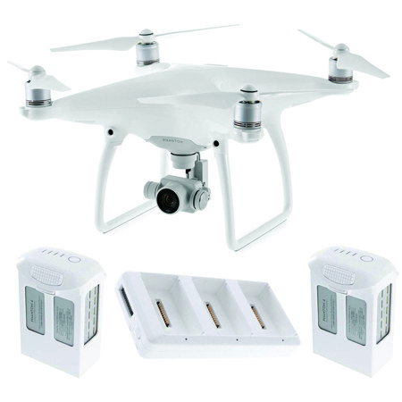 DJI Phantom 4 Quadcopter w/ 4K HD Camera + 2 Extra Batteries + Charging Hub