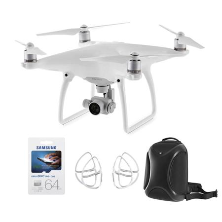DJI Phantom 4 Quadcopter w/4K Camera W/Backpack/2x 64GB U3 SDXC Card/Prop Guard