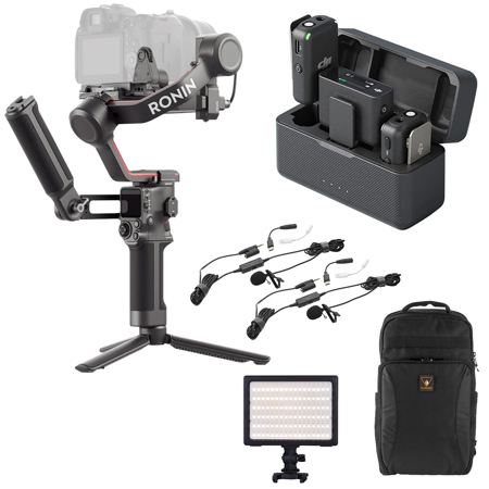 DJI RS 3 Combo Gimbal Stabilizer, with DJI Mic System, LED Light, Mic & Backpack
