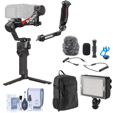 DJI RS 4, Bundle with Sling, LED Light, Shotgun Mic, Backpack