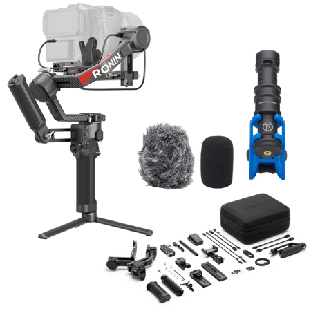 DJI RS 4 Pro Combo, 3-Axis Gimbal Stabilizer for DSLR & Cinema Cameras, Native Vertical Shooting, 4.5kg/10lbs Payload, with Image Transmitter & Focus Pro Motor, Bundle W/ Condenser Shotgun Microphone