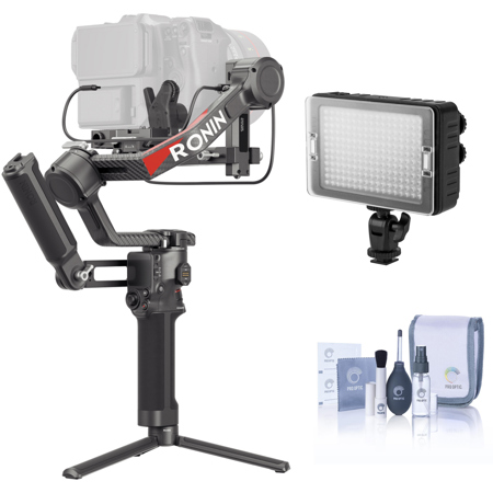 DJI RS 4 Pro Combo, Bundle with On-Camera LED Light and Cleaning Kit