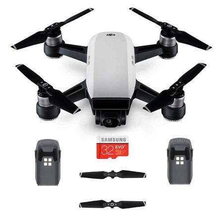 DJI Spark Mini Drone Alpine White W/32GB MicroSDHC Card/Spare Battery/Propellers