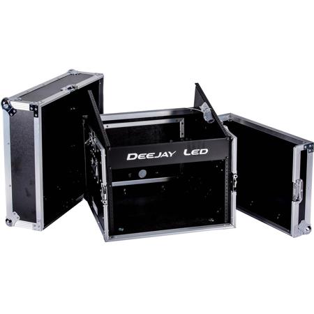 Deejay LED Fly Drive Case 10U Space Slant Mixer Rack / 6U Vertical Rack System