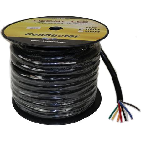 Deejay LED 100' 8-Conductor 10 Gauge Stranded Cable with Single Black Jacket