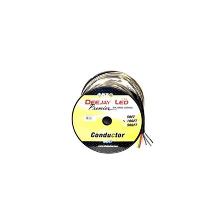 Deejay LED 100' 8-Conductor 12 Gauge Stranded Cable with Single Black Jacket for Speakers and Power