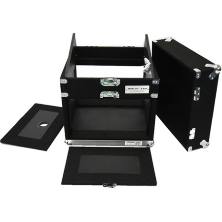 Deejay LED Slant Rack Drive Tour Case with Black Carpeted Exterior (6RU for Amplifier, 10RU for Mixer)