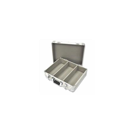 Deejay LED CD/DVD Case with 3 Rows for 100 Standard Jewel Cases or 200 Plastic Sleeves, Silver