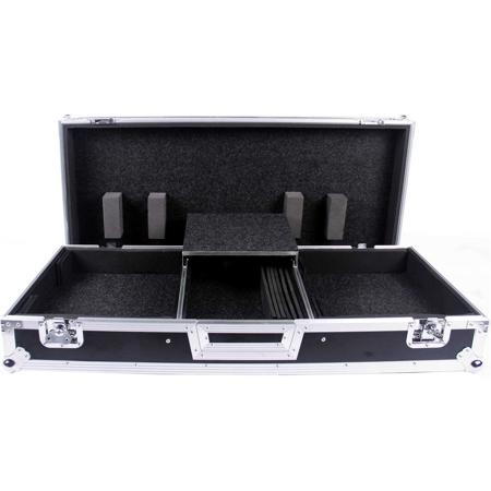 Deejay LED Coffin Case For 2 TT, Battle Style Position with Laptop Shelf - White