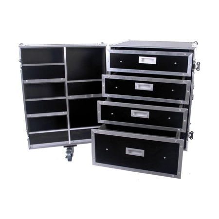 Deejay LED Utility & Storage Case with Drawers, Compartments, Caster Board