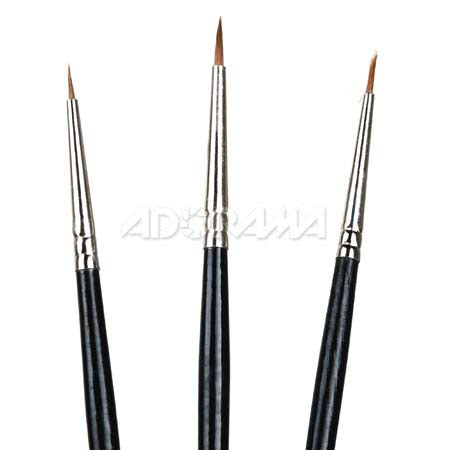 Adorama Retouching Brush Set of 3, #000, #00, #0 Size