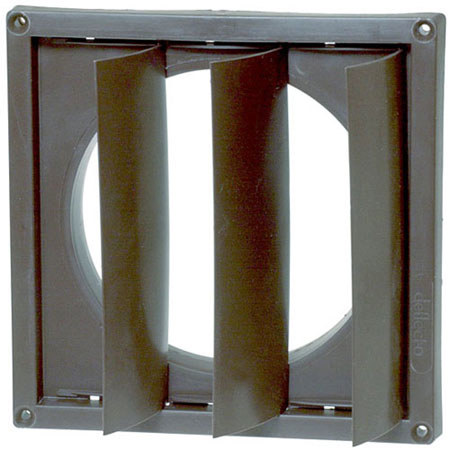 Delta 8x8" Wall Flange for 6" Diameter Duct with Auto Open/Close Fin Action