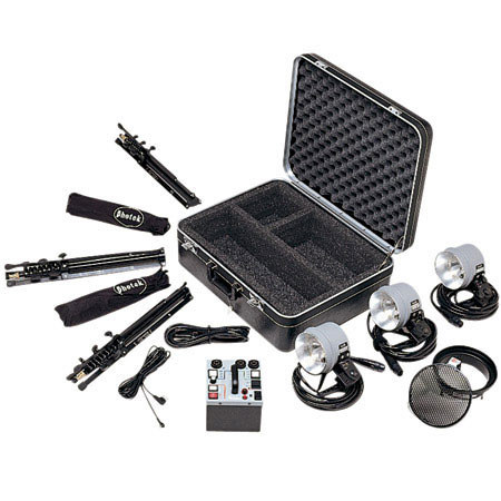 Dynalite Dyanlite M-53DTPS Deluxe Package System with 1 M500XL Power Pack, 3 1015 Heads, 2 Umbrellas, 3 Light Stands, 1 Grid Holder, 1 Grid.