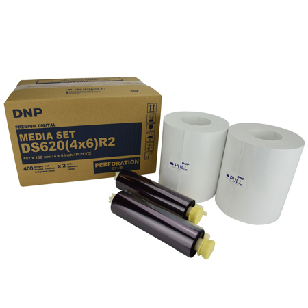 DNP DS620A Printer Media, 2" Single Perf, 4x6" Roll, 2-Pack (Total 800 Prints)