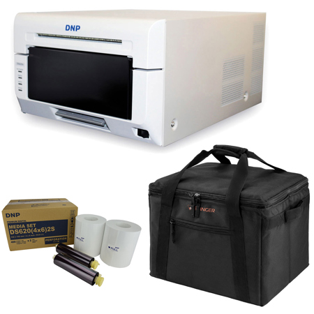 DNP DS620A Dye Sub Professional Photo Printer - Bundle With 2x DNP 4x6" Dye Sub Media for DS620A Printer, Padded Printer Carrying Case