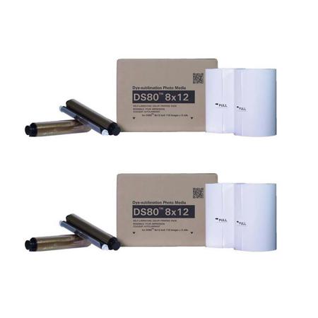DNP 2x DS80 8x12" Dyesub Printer Media Kit, 220 Glossy Prints