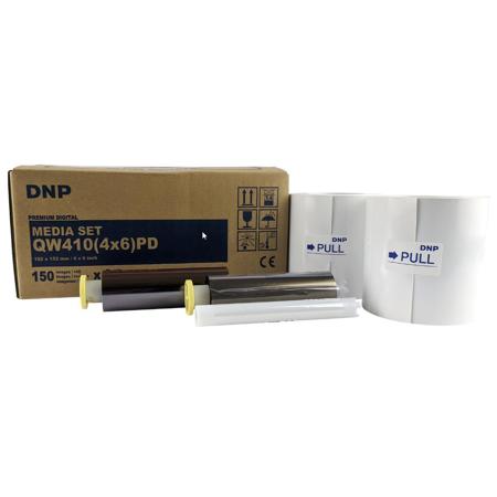 DNP Premium Digital Media for QW410 Printer, 4x6" Roll, 150 Prints/Roll, 2 Rolls