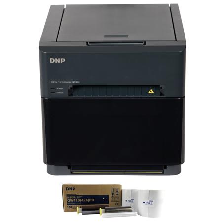 DNP QW410 4.5" Dye Sublimation Printer, 300x300 dpi, 190 4x6" Prints Per Hour - With DNP QW410 Printer Media, 4 x 6"