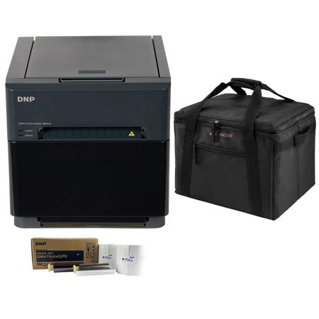 DNP QW410 4.5" Dye Sublimation Printer, 300x300 dpi, 190 4x6" Prints Per Hour - Bundle With DNP QW410 Printer Media, 4 x 6" , Slinger Padded Printer Carrying Case