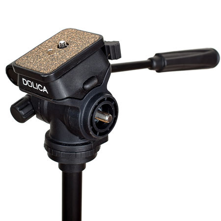 Dolica 57" 3-section Aluminum Tripod with Video Pan Head - Black