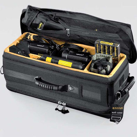 Dedolight DSC1 Soft Carrying Case Holds Three DLHM4-300 Quartz Light Heads-Black