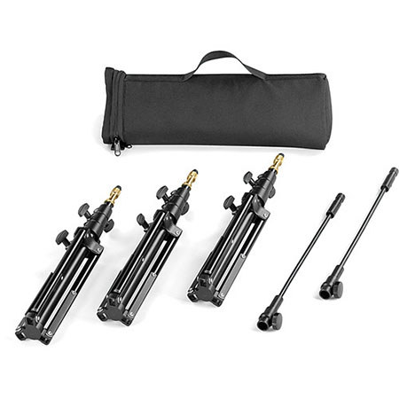 Dedolight SDSTM3 Stand Kit, Includes with 3x DSTM Mini Light Stand, 2x DSTFX40 Flexible Stand Extension, Soft Bag