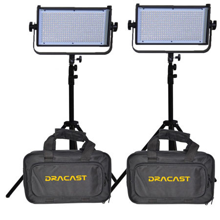 Dracast 2 LED 500 Light Kit with 2 Light Stands and Carrying Case