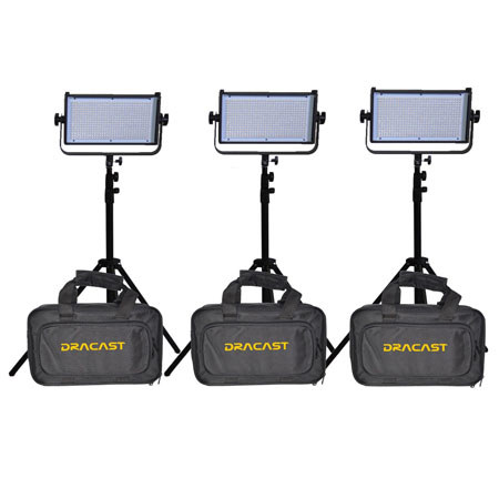 Dracast 3 LED 500 Light Kit with 3 Light Stands and 3 Carrying Case