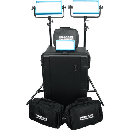 Dracast Wedding Plus Daylight 3-Light Kit, Includes 2x LED500 Plus Light, 1x LED200 Plus On-Camera Light, 2x Light Stands, Power Supplies, and Hard Case