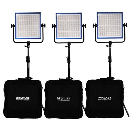 Dracast Plus Series LED1000 60W Daylight LED 3-Light Studio Kit