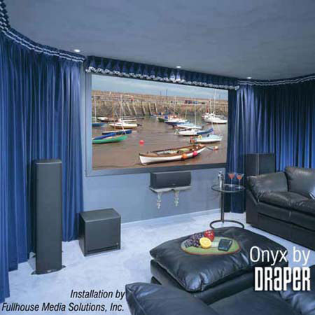 Draper 65" Onyx HDTV Format Fixed Frame Wall Projection Screen, Vel-Tex Covering