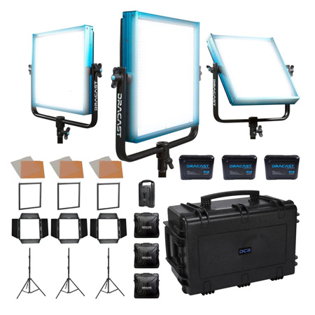 Dracast Pro Series LED1000 60W Daylight LED 3-Light Studio Kit, Gold Mount
