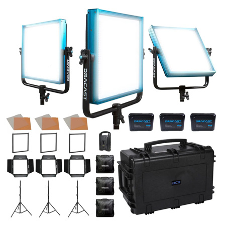 Dracast Pro Series LED1000 60W Daylight LED 3-Light Studio Kit, V-Mount