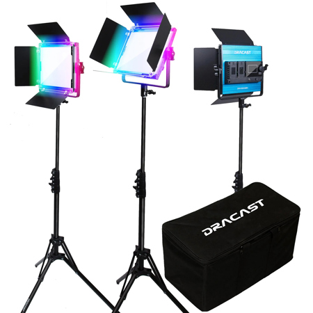 Dracast X Series LED500 35W RGB LED 3-Light Kit with Injection Molded Travel Case