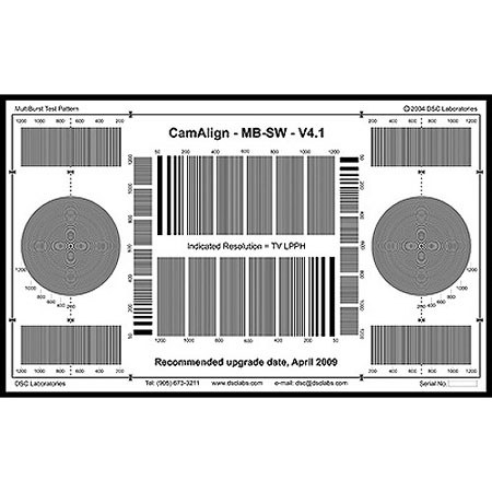 DSC Labs DX-1 MultiBurst Squarewave 16:9 / 4:3 Test Chart (Black on White)