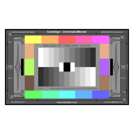 DSC Labs ChromaDuMonde 12+4-R Senior CamAlign Chip Chart with Resolution, 24x14.7"