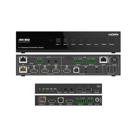 DVDO 5x1 4K Presentation Switcher with USB-C & HDMI Input Modules and Dante, Black