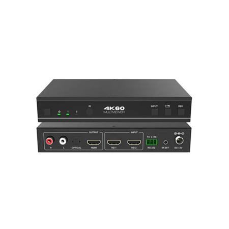 DVDO 2x1 4K HDMI 18Gbps Seamless Switcher with Multiview and Audio Output, Black