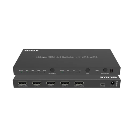 DVDO 4x1 4K HDMI 18Gbps Switcher with ARC, Black